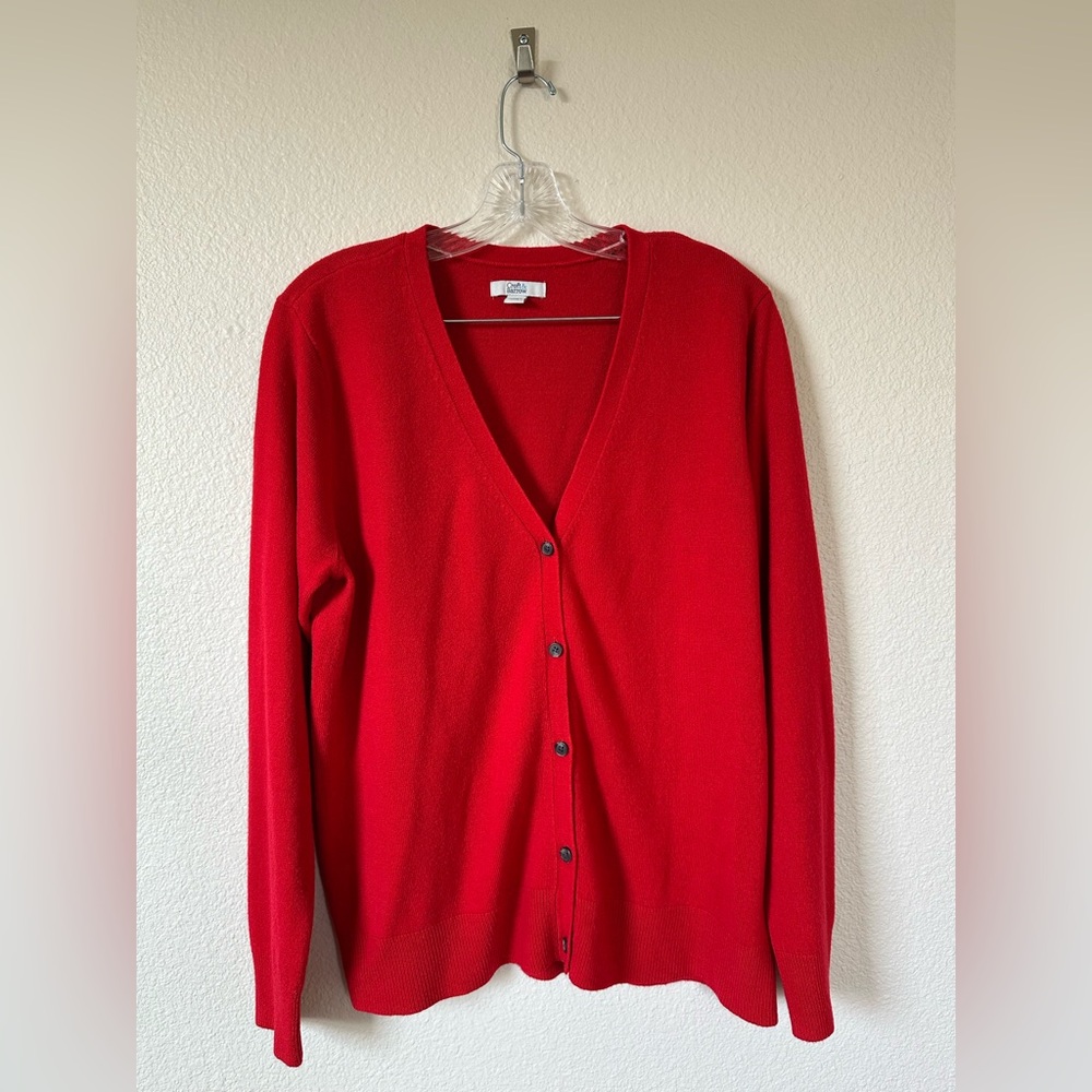 Croft & Barrow Red Button Front Cardigan Sweater Size Large L EUC